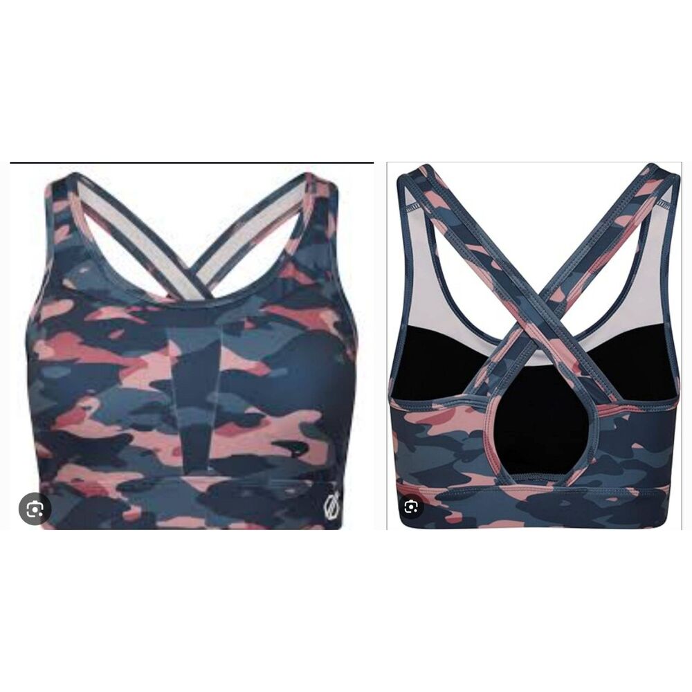 Dare 2b Mantra Low Impact Intensity Sports Sz L Pink Gray Camo Sports Bra New